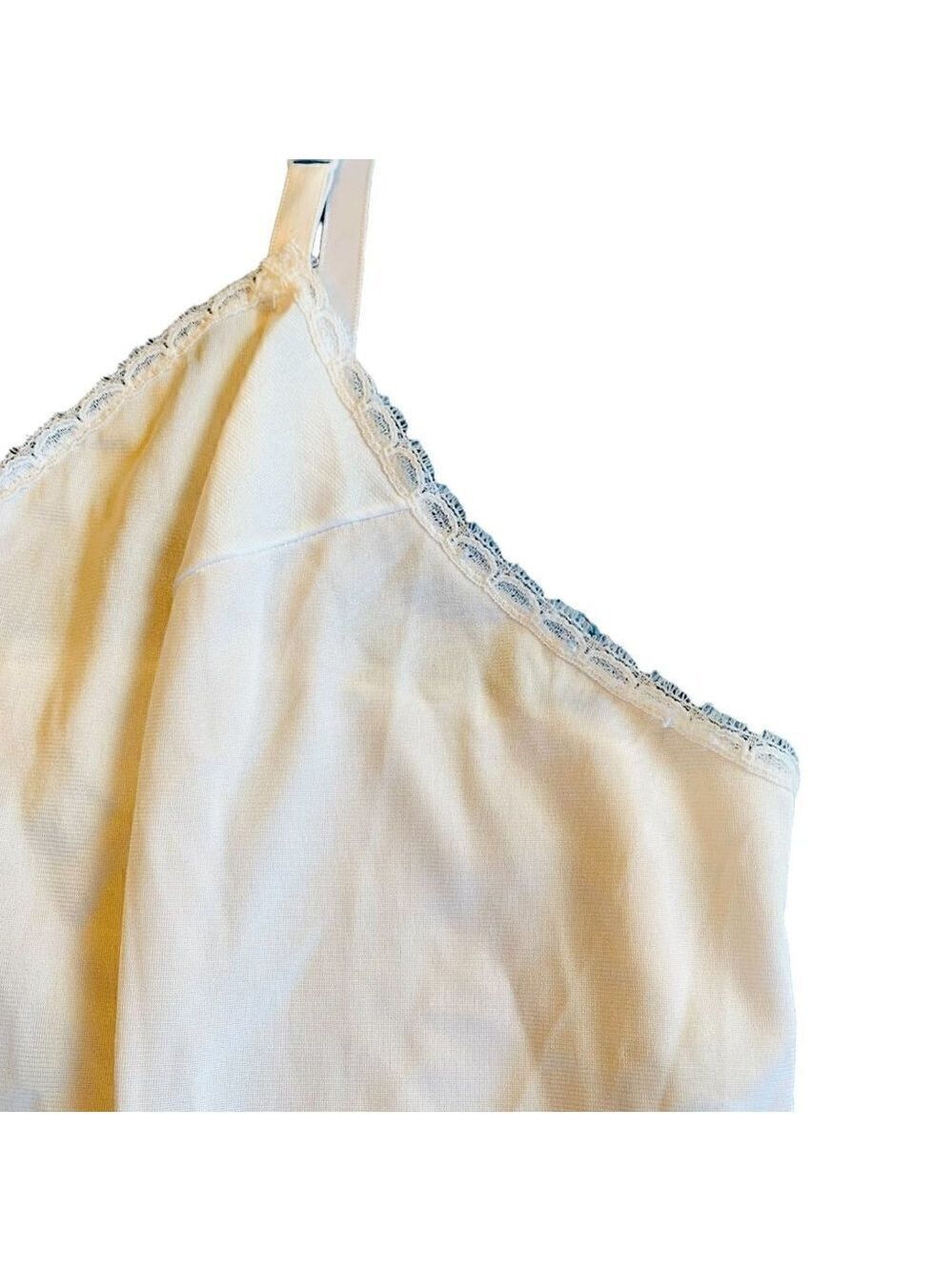 Vintage Vanity Fair Womens Nylon Camisole Top Size 34 With Lace Trim White Slip - Picture 2 of 10